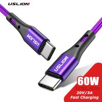 USLION PD 60W USB C To Type C สายสายรับส่งข้อมูลชาร์จเร็ว QC 3.0สำหรับ Macbook Xiaomi 12 POCO M5 X4 Samsung S22 Oneplus 10