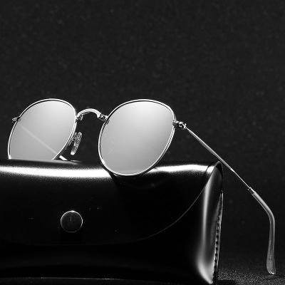 Classic Vintage Round Polarized Sunglasses Men Brand Designer Polaroid Sun Glasses Women Metal Frame Black Lens Eyewear Driving Cycling Sunglasses