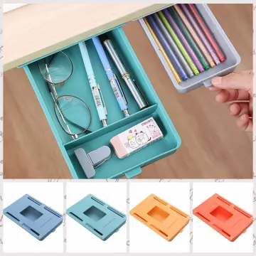 Desk Pencil Drawer Organizer Hidden Drawer Pencil Tray Creative Pop-Up  Table Pencil Storage Tray for Office School Desk (White)