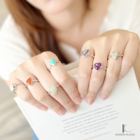 "( MODERNKLASSIC ) Sterling Silver Ring with Natural Stones แหวนเงินแท้ 925 ประดับพลอยและหินแท้ธรรมชาติ เครื่องประดับเงิน"