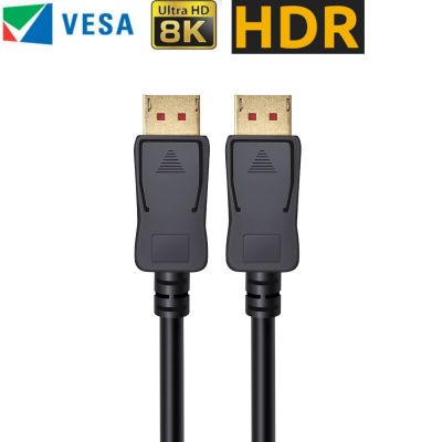 HDmatters DisplayPort DP 1.4สาย HDR 8K 60Hz 4K 144Hz ความเร็วสูง32.4Gbps ตัวผู้ไปยังตัวผู้สำหรับพีซีสาย1.2พอร์ตจอแสดงผลแล็ปท็อปคอมพิวเตอร์