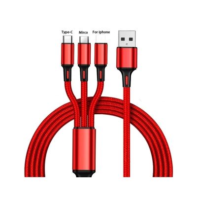 3 In 1มือถือไมโคร Usb Type C ที่ชาร์จ Usbc 1.2เมตรกระแสไฟฟ้าหลายสายชาร์จสายเคเบิล Usb สาย2.1a