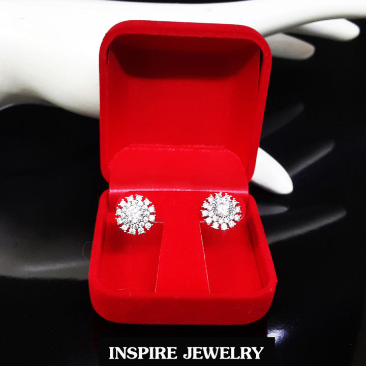 inspire-jewelry-ต่างหูฝังเพชร-เพชรczคุณภาพเกรดพรีเมี่ยมงาน-design-จิวเวลลี่หรู-งานแฟชั่น-งานจิวเวลลี่-ตัวเรือนหุ้มทองราคาไม่รวมกล่อง