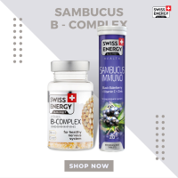 ( ส่งฟรี ) SwissEnergy ฺB-complex 1 Sambucus 1 วิตามินบำรุงฟื้นฟูร่างกายสมองและระบบประสาท ช่วยในเรื่องภูมิคุ้มกันของร่างกาย 30 แคปซูล