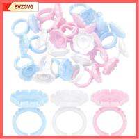 BVZGVG 100pcs ถ้วยดอกไม้ เครื่องมือสำหรับต่อขนตา เครื่องมือติดขนตาปลอม ชุดเครื่องมือแต่งหน้า อุปกรณ์จัด ที่ใส่แหวน แหวนกาว ชุดปลูกผม