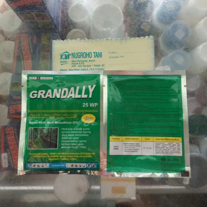 HERBISIDA GRANDALLY 25 WP KEMASAN 5 GRAM PENGENDALI GULMA DAUN LEBAR ...