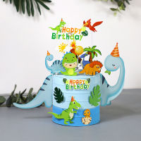 ป่าไดโนเสาร์วันเกิดเค้ก Topper เบเกอรี่เค้กตกแต่ง Jungle Safari Dino Raor Happy Birthday Party Decor เด็ก Boy อุปกรณ์-Caidour