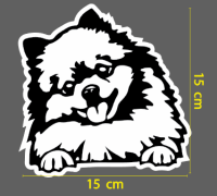 สติกเกอร์ ตัด ลายเส้น หมา ปอม แลบลิ้น ขนาด 15 ซม. สุนัข pom pomeranian ( วัสดุเป็น PVC กันน้ำ ติด แต่ง รถ มอเตอร์ไซค์ )