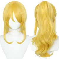 Women Cos Bowsette Princess Bowser Peach Saber Lily Cosplay Wig Blonde Clip Ponytail Hair Halloween Party Cosplay Costumes