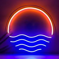 Tropical Sunset &amp; Sea LED Neon Sign 12X12 "Beautiful Handmade Wall Decor Cool Lights For Bedroom Living Room