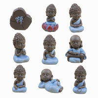 9pc Buddhist Monk Statue Mini Figurine Ornament Craft Bonsai Decor Miniature Dollhouse Cake Decoration DIY Accessories