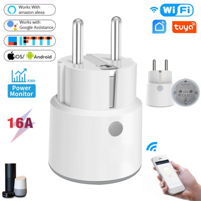 16A 3680W EU Smart Plug Wifi เต้าเสียบอัจฉริยะ Power Monitor ซ็อกเก็ตไร้สายการควบคุมด้วยเสียงทำงานร่วมกับ Alexa Home Tuya