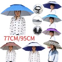 77/95cm Outdoor Double Layer Umbrella Hat Portable Rain Foldable Fishing Sunshade Headwear Cap Waterproof Camping Fishing SunHat Towels