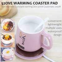 55OVE Cup Warmer Coaster Pad 55 Degrees Celcius Termostatic Mug Warming Mat Automatic Intelligent Heating Milk Tea Coffee Drinks Porridge Keep Warm Electric Powered Easy to Use One Click Safety Protection Portable