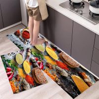 1PC Vegetable Grains Spices Kitchen Mat Rectangle Doormat Bedroom Home Floor Decor Living Room Carpet Hallway Bathroom Anti-slip