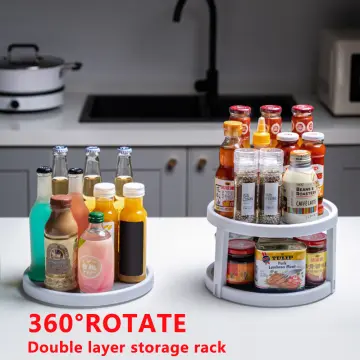 360 Rotation Cabinet Organizer Storage Tray Spice Rack Drink