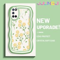 Jjlingji เคสสำหรับ OPPO A52 A72 A92 4G เคสแฟชั่นดอกไม้สดดีไซน์ใหม่ครีมคลื่นขอบลอนนิ่มโปร่งใสลายกล้องถ่ายรูปเคสมือถือกันกระแทกแบบใสเรียบง่ายปลอกป้องกันอ่อนโยน