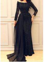 【HOT】▼ 2022 new Gild See Through Mesh Cloak Bridesmaid Dresses black Prom party style dresseses