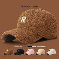 New Lamb Fur Hats Winter Baseball Cap Thicken Warm Pure Color Casquette Hat R Letter Printed Men Women Hats Gorras Hombre