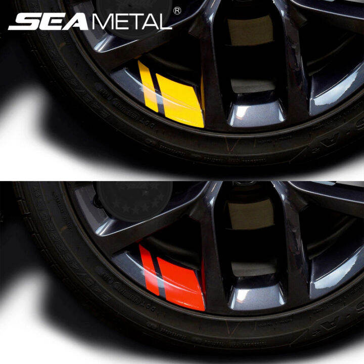 6Pcs Car Sticker Reflective Car Wheel Rim Vinyl Warning Stickers Hash