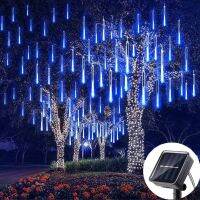 Solar LED Meteor Shower Rain Lights Holiday String Lights Waterproof Garden Light 8 Tubes 144 Leds Christmas Wedding Decoration