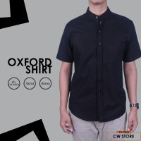 เสื้อเชิ้ตคอจีน Oxford ผ้า cotton เเท้ (สีดำ)