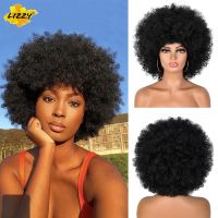 【CW】 Short Afro Kinky Curly Hair Wigs African Synthetic Fluffy And Soft Looking Temperature Wig