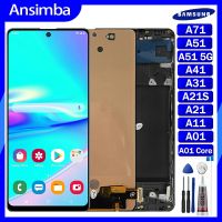 Ansimba Incell A51 A71 Samsung Galaxy A51 5G A31 A41 A21 A21S A11 A01 A01แกนหลัก LCD TFT จอแสดงผลหน้าจอสัมผัส Incell พร้อมชุดประกอบเฟรมพร้อมเครื่องมือซ่อมและกาวฟรี