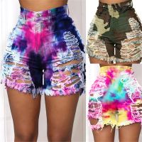 【hot】 New Arrival Ripped Shorts Jeans Fashion Tie Dye Denim Street Hipster Size Clothing S-4XL