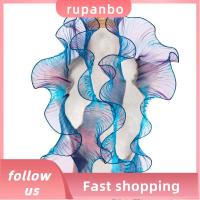 RUPANBO039392692 5 Yards 4.7นิ้วค่ะ ขอบลูกไม้มีระบาย ผ้าออแกนซ่า สีม่วงไล่ระดับสีฟ้า ผ้าออแกนซ่าประดับ ลูกไม้ตัดขอบ ผ้าจับจีบ การเย็บตกแต่ง