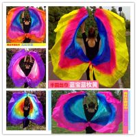 1Pc Half-Circle 100% Real Silk  Belly Dancing Veils Nice Gradient Colorful Dancing Silk Hand Scarf Veil  Belly Dance Accessory