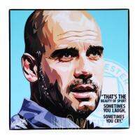 Pep Guardiola เป๊ป กวาร์ดิโอล่า โค้ช Manchester City แมนเชสเตอร์ซิตี้ รูปภาพ​ติด​ผนัง​ pop art พร้อมกรอบและที่แขวน ฟุตบอล​ กรอบรูป​​ รูปภาพ