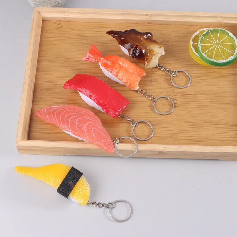 Stall wholesale key chain Japanese fake salmon sushi roll