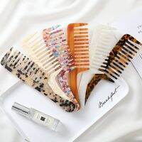 4mm Anti-static Large Size Wide Tooth Long Handle ​comb For Women ​acetic Marble Portable Acetate Plate Hair Brush Comb