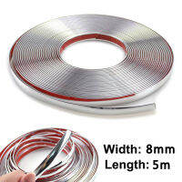 1 * Chrome รถจัดแต่งทรงผม Moulding Strip Trim เทปกาวในตัว8Mm * 5M