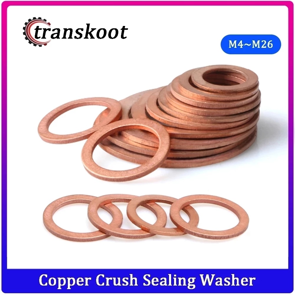 280/200/150/100/50pcs DIN7603 M5 M6 M8 M10 M12 M14 T3 Sealing Copper Washer For 