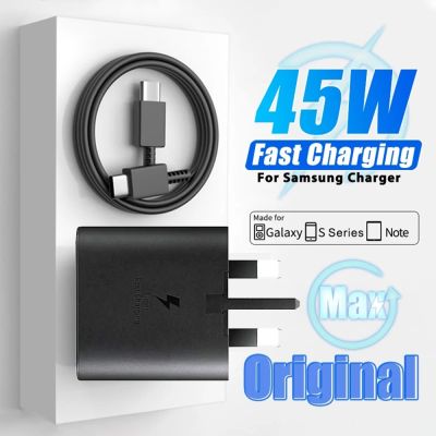 Samsung Original 45W UK Super Fast Charger For Galaxy S22 S23 Ultra S21 S20 FE Note 20 Ultra 10+ A54 A73 USB Type C Fast Charge Wall Chargers