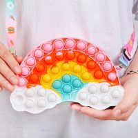 Popits Fidget Toys Rainbow Cloud Popit Bag Fidget Bags for Gift Silicone Pop Fidget Purses Toy for Stress Relief SYMOMOK