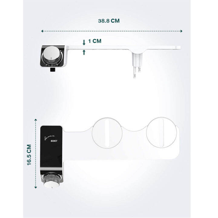 แท่นฉีดชำระชักโครก-อัตโนมัติ-luxury-bidet-แบบใช้แรงดันน้ำ-ติดตั้งง่ายไม่ใช้ไฟฟ้า-ทรงเหลี่ยมสีดำ-ใช้กับข้อต่อ5หุนลด4หุนแถมให้