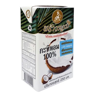 สินค้ามาใหม่! พร้าวหอม กะทิยูเอชที100% 250 มิลลิลิตร x 6 กล่อง Prao Hom Coconut Milk 250 ml x 6 Boxes ล็อตใหม่มาล่าสุด สินค้าสด มีเก็บเงินปลายทาง