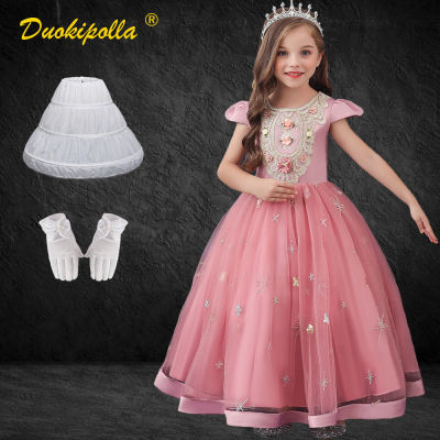 NEW Kids Elegant Dresses for Girls Princess Birthday Party Tulle Floral Tutu Gala Dress Children Wedding Evening Long Prom Dress