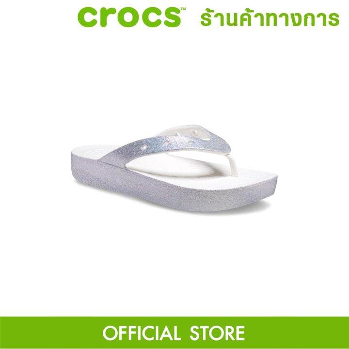 CROCS Classic Platform Glitter Flip รองเท้าแตะผู้หญิง รองเท้าแตะ