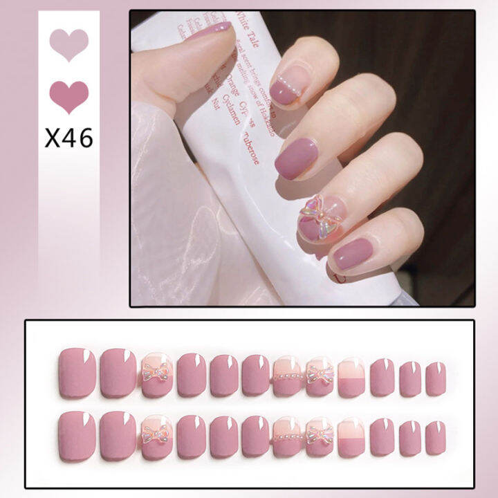 csndices-ใหม่สวม-rhinestone-เล็บแพทช์ปลอมเล็บสำเร็จรูป-french-short-nail-sticker