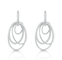 ต่างหูเพชร Quartet Circle Pave Drop Earrings (ECN08)