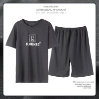 High-grade cotton 2021 new pajamas men s summer thin short-sleeved shorts suit home wear Katun bermutu tinggi piyama le