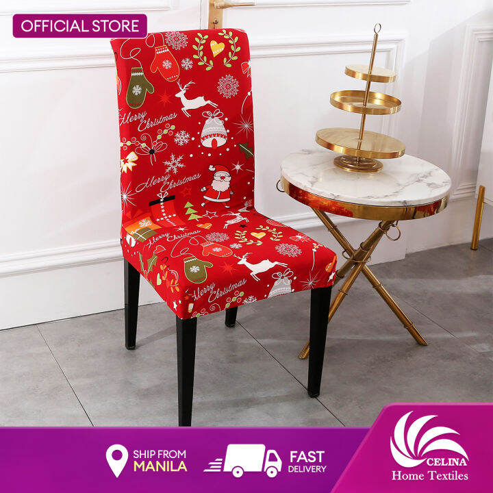Christmas Design Chair Cover Elastic Spandex Chair Protective Dining