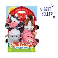 [4ตัว]  รุ่น 9080  หุ่นมือเด็ก รุ่นฟาร์ม 4 ตัวMelissa &amp; Doug Farm Friends Hand Puppet รีวิวดีใน Amazon USA เล่น 3 นิ้ว ผ้านิ่มมาก อย่างดี ของเล่น มาลิซ่า 1 ขวบ