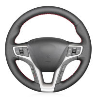 Black Artificial PU Faux Leather DIY Custom Car Steering Wheel Cover for Hyundai I40 2011-2020