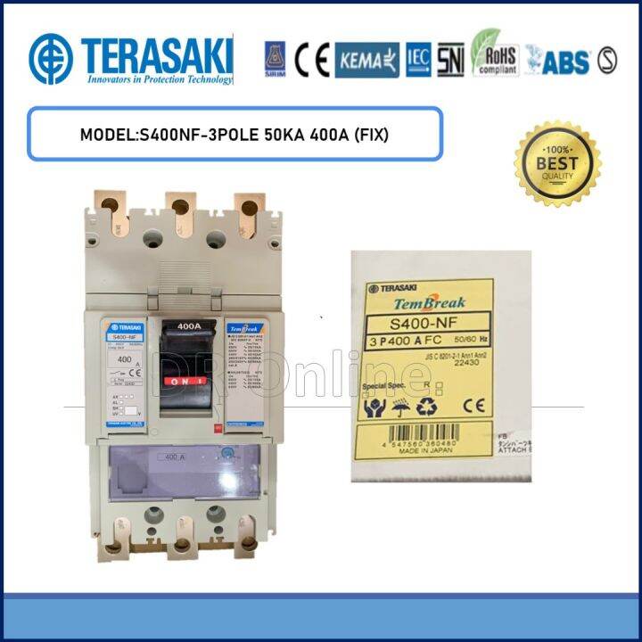 TERASAKI MCCB MOULDED CASE CIRCUIT BREAKER 3P 50KA 400A S400NF Lazada