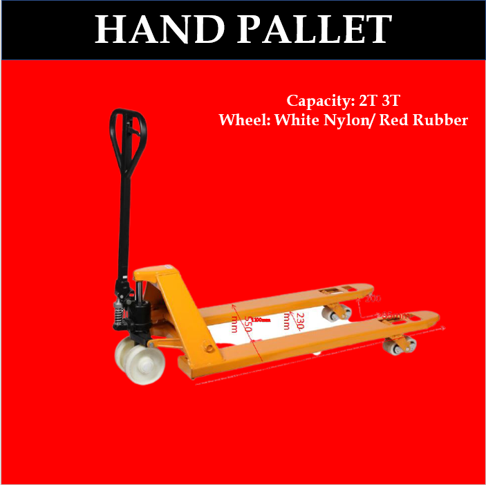 Toyu 2T 3T Hand Pallet Truck White Nylon Wheel Red Rubber Wheel